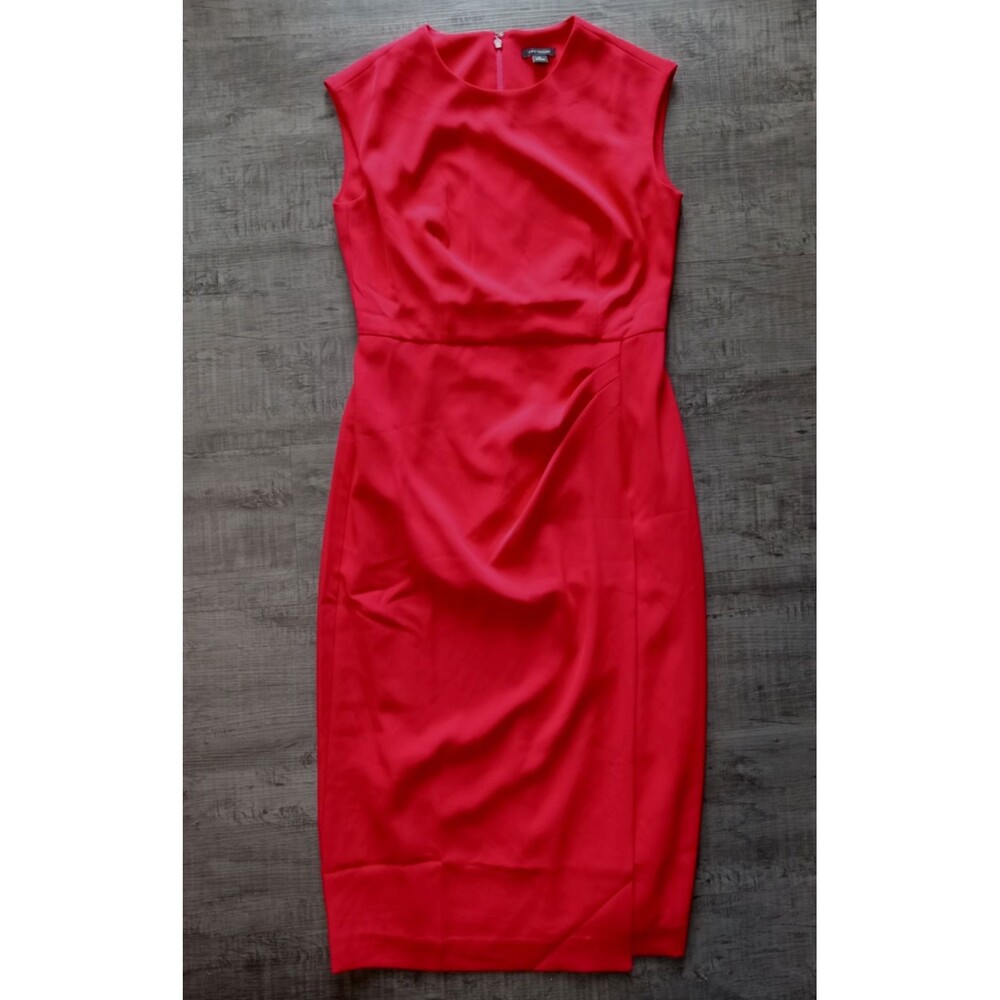 Ann Taylor Red Front Slit Ruched Cocktail Dress 0 Petite